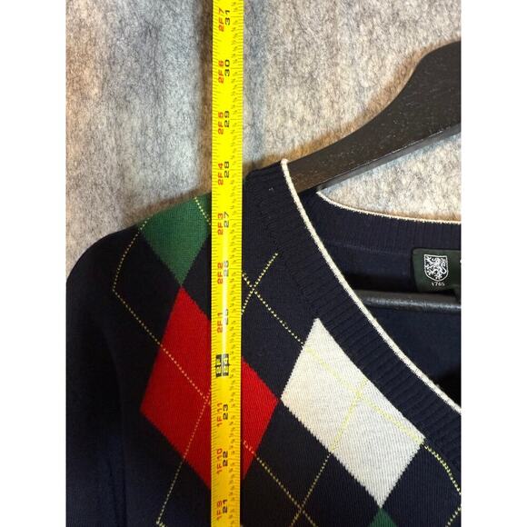 Brooks Brothers Saxxon Wool Blue Argyle V-Neck Soft Sweater - Large - Picture 7 of 7